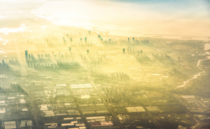 合肥滨湖清晨高空航拍