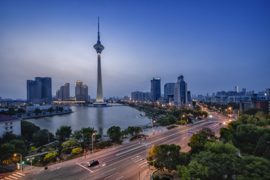 江苏省南通电视塔城市夜景