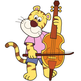 卡通老虎演奏大提琴