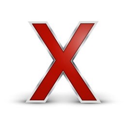 简单红色立体设计,英文字母x