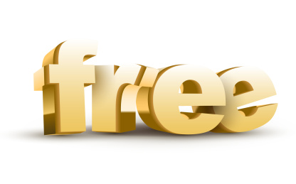 在白色背景的金色立体FREE符号