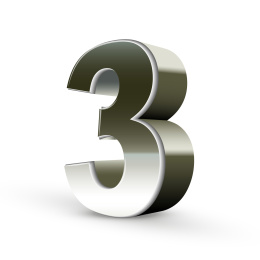 三维银色渐层数字设计，阿拉伯数字3