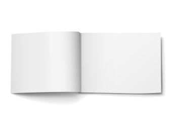 空白打开的杂志本在白色背景里
