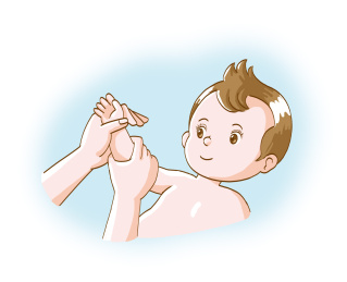 给宝宝做亲子抚触操，按摩宝宝手肘