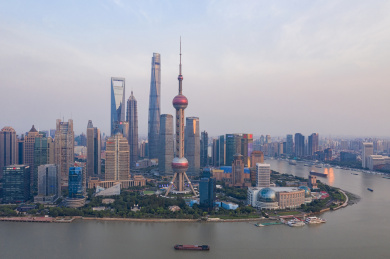 航拍上海浦东陆家嘴cbd城市风光