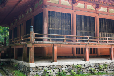 日本寺庙建筑局部，比睿山延历寺西塔，日本滋贺县大津市坂本