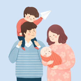 家庭父母孩子插画