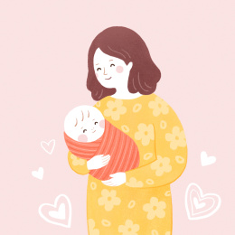 妈妈抱小宝宝插画