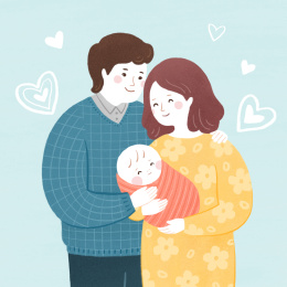 爸爸妈妈抱婴儿插画