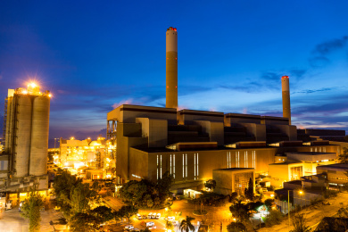 coal power plant at dusk