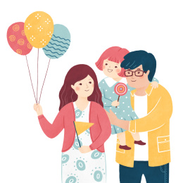 亲子游玩儿童插画