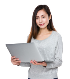 young woman use of the noteboook computer