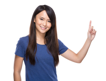 asian woman finger up