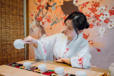 日本茶道表演美女 少女