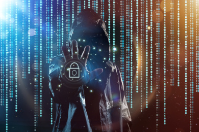 无法识别的黑客和数字背景