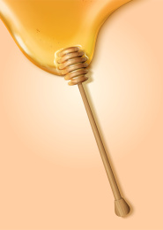 金黄色蜂蜜与搅拌棒素材设计，俯视角度