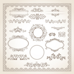 典雅花边装饰素材，边框与花纹设计