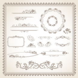典雅花边装饰素材，边框与花纹设计