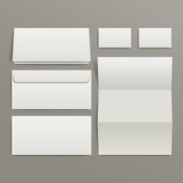 空白书信及名片模板，平铺式构图