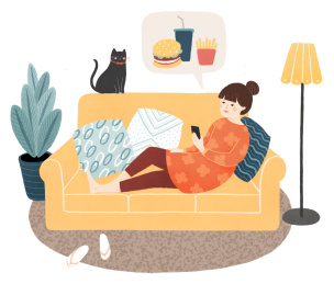 手机点外卖插画