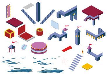 2.5d等轴建筑可任意拼组