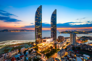 厦门思明区城市建筑夜景风光
