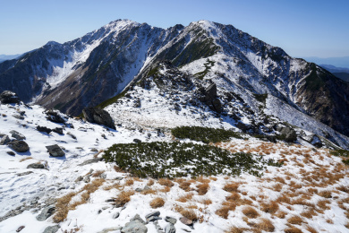 冬天的间岳 日本南阿尔卑斯山脉