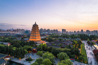 航拍西安大雁塔