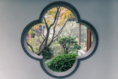 航拍江苏省南京清凉山崇正书院绣球花开