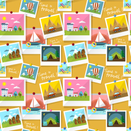 著名旅游景点即可拍无缝背景，平面插图