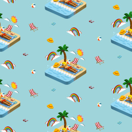 夏日海边日光浴无缝花纹背景