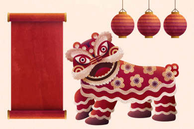 新年吉祥舞狮素材