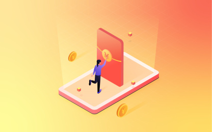 isometric人物点击红包金融活动素材