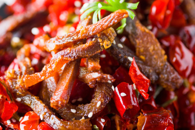 红辣椒干煸牛肉条 辣煸牛肉条