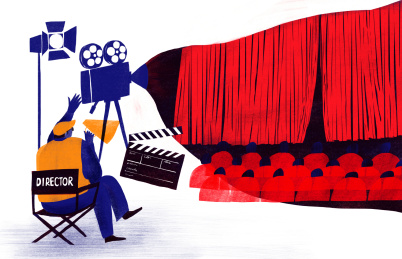 电影导演场景拍摄插画