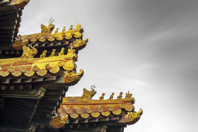 中国北京故宫紫禁城宫殿屋檐特写