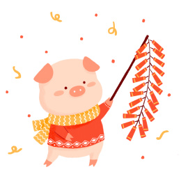 猪年春节新年插画