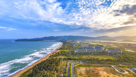 Aerial View of Haitang Bay Gloria Resort Sanya in Hainan Island of China