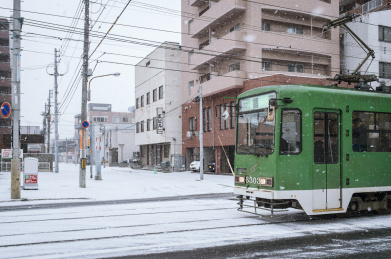 北海道城市建筑雪景风光