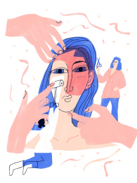 面部整形美容的女性 