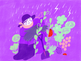 惊蛰雨季耕种插画