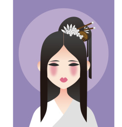 中国古装女孩扁平风极简清新文艺人物胸像