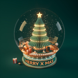 圣诞节水晶球礼物圣诞树
