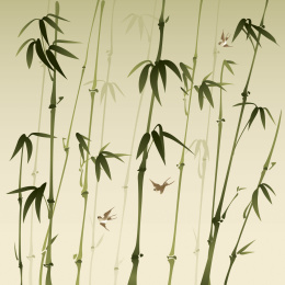 东方风格绘画，竹林