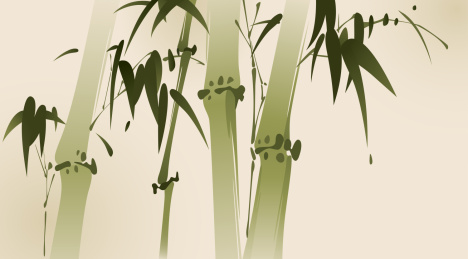 东方风格的绘画，竹枝。