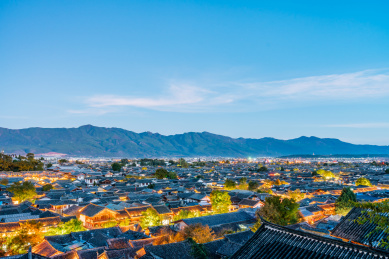 中国云南丽江大研古城夜景