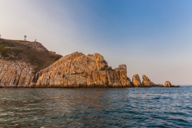 中国山东烟台蓬莱渤海长山群岛庙岛国海岸风光