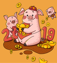2019猪年矢量插画