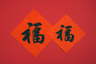 红色背景上面的福字门封