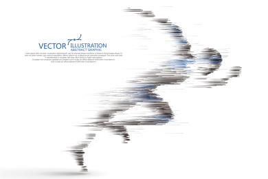 奔跑的人，由线条组成，矢量插图。